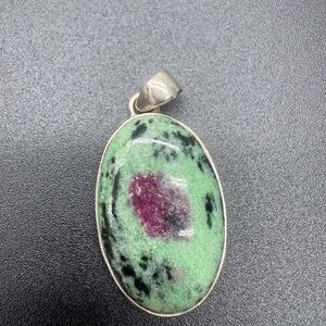 Green and Pink Ruby Zoisite Oval Pendant - Women Jewelry